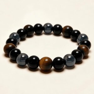 Tiger eye, obsidian and hematite protection bracelet
