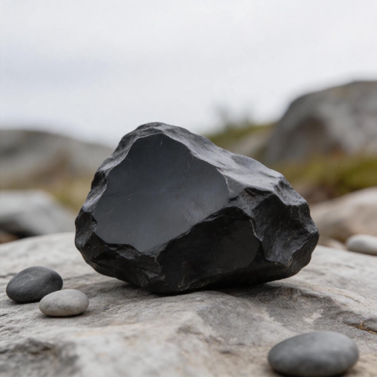 Black obsidian stone associated with daily protection and grounding