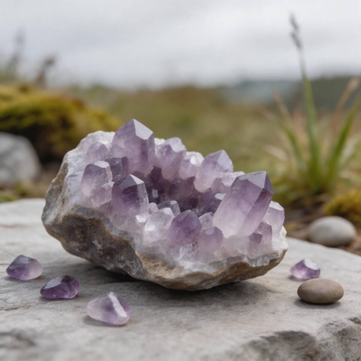 Purple stone bracelet associated with calm and balance