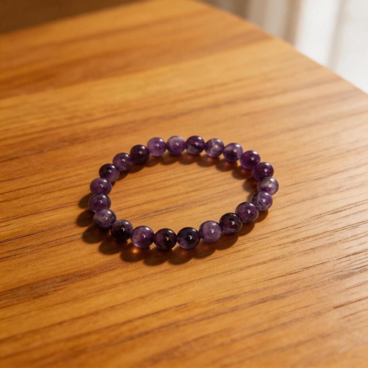 natural amethyst purple crystal bracelet for peace and balance