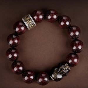 Rosewood and gold sheen obsidian Pixiu bracelet - 10mm