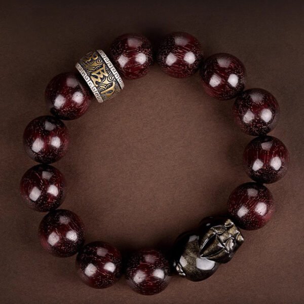 Rosewood & Gold Sheen Obsidian Pixiu Bracelet - 10mm Rosewood and gold sheen obsidian Pixiu bracelet - 10mm