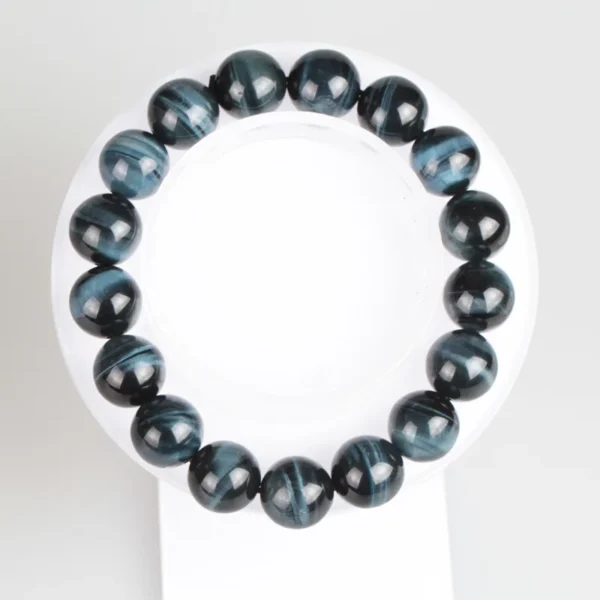 Alternate view of the blue tiger eye bead bracelet Alternate view of the blue tiger eye bead bracelet