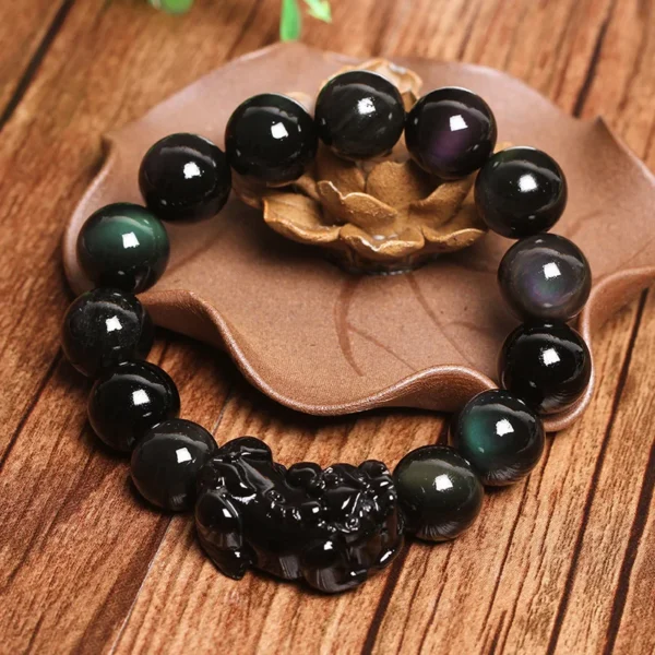 Black Obsidian Pixiu Bead Bracelet