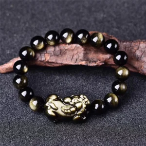 Black Obsidian & Crystal Pixiu Bracelet product image