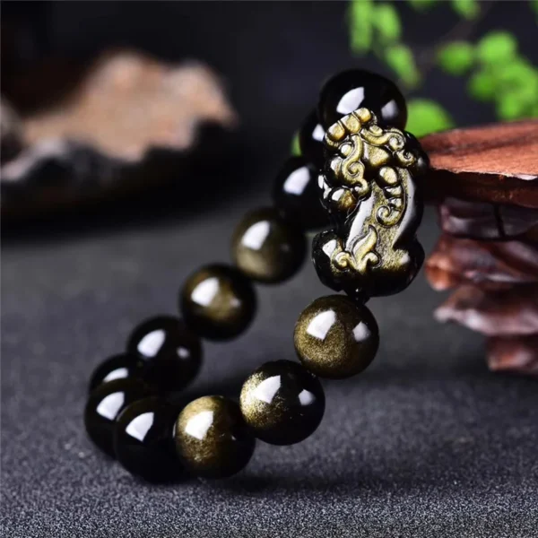 Black Obsidian & Crystal Pixiu Bracelet product image 2