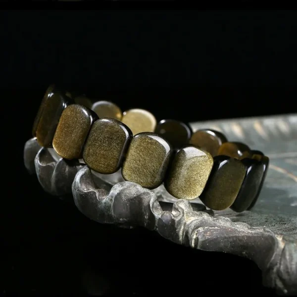 Gold Sheen Obsidian & Black Obsidian & Crystal Bead Bracelet product image 3