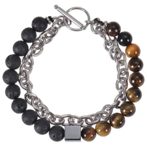 Tiger Eye & Lava Stone Bead Bracelet