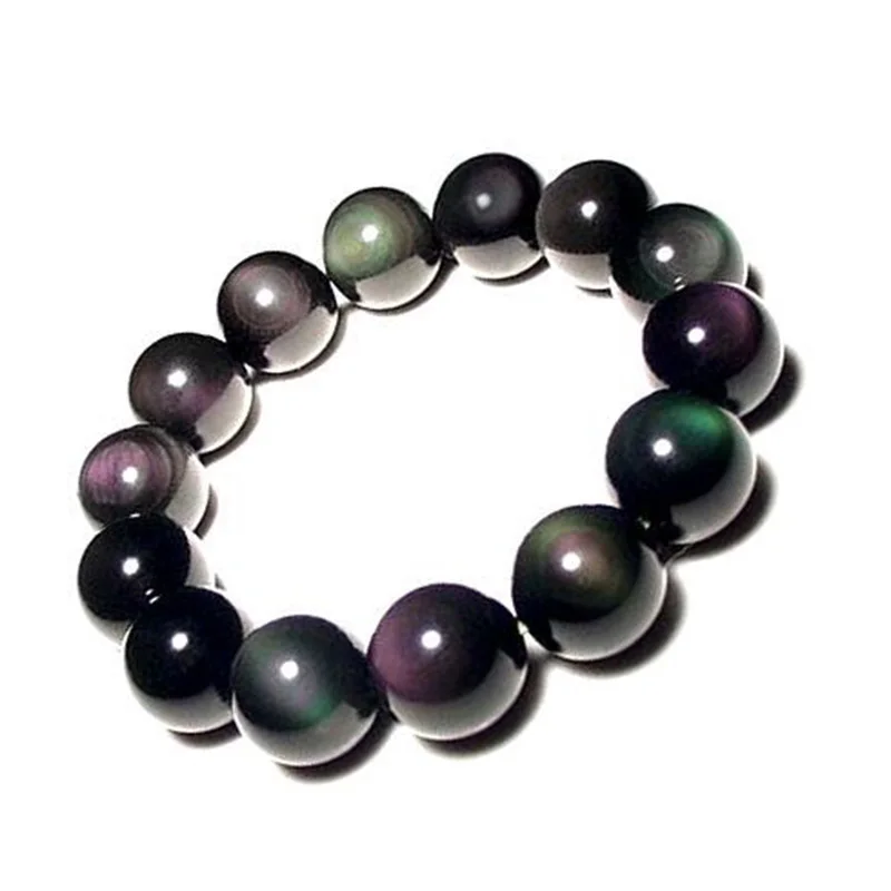 Black Obsidian & Crystal Bead Bracelet