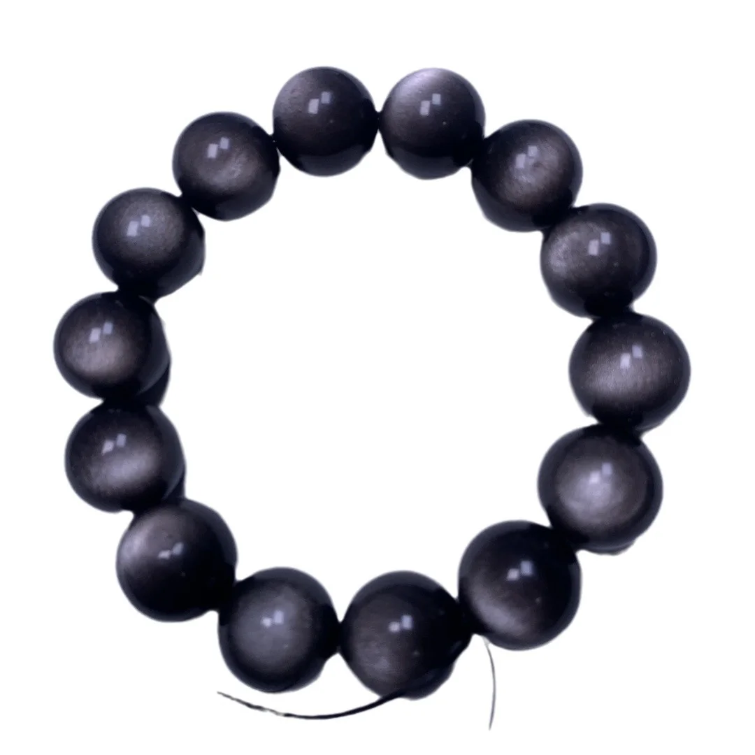 Silver sheen obsidian bead bracelet