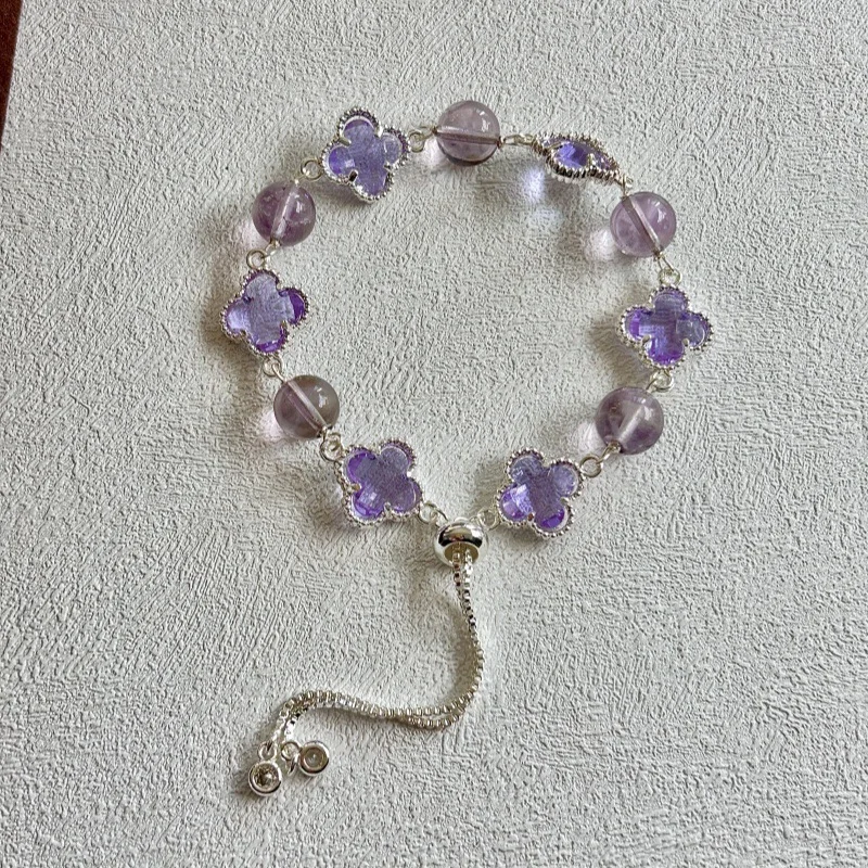 Amethyst & Crystal Bead Bracelet - Design 4