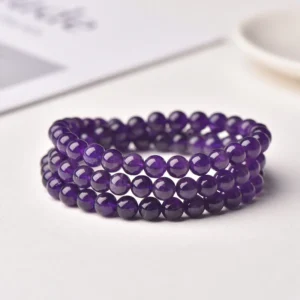 Three wrap amethyst bead bracelet