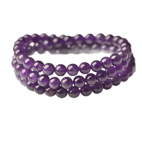 ac-900370360027-5 Purple Amethyst Three Wrap Bracelet Close View