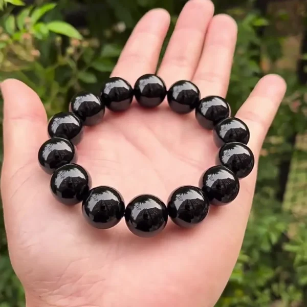 Black Obsidian Bead Bracelet - Design 5 side view