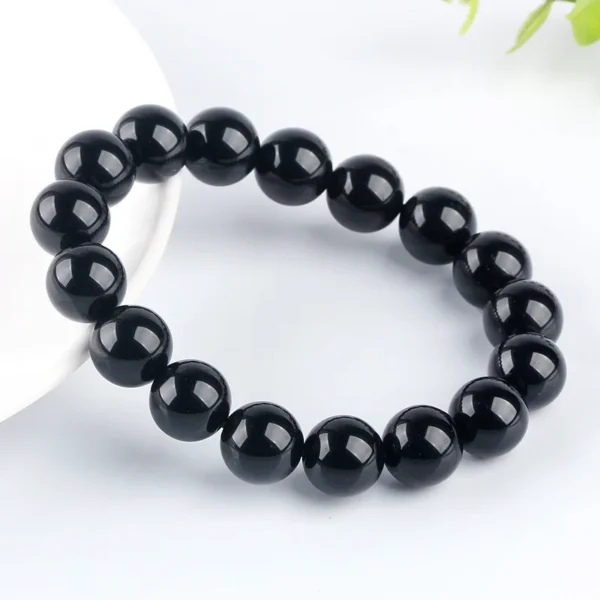 Black Obsidian Bead Bracelet - Design 5 bead detail