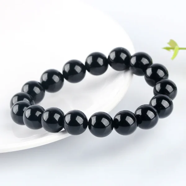 Black Obsidian Bead Bracelet - Design 5 alternate view