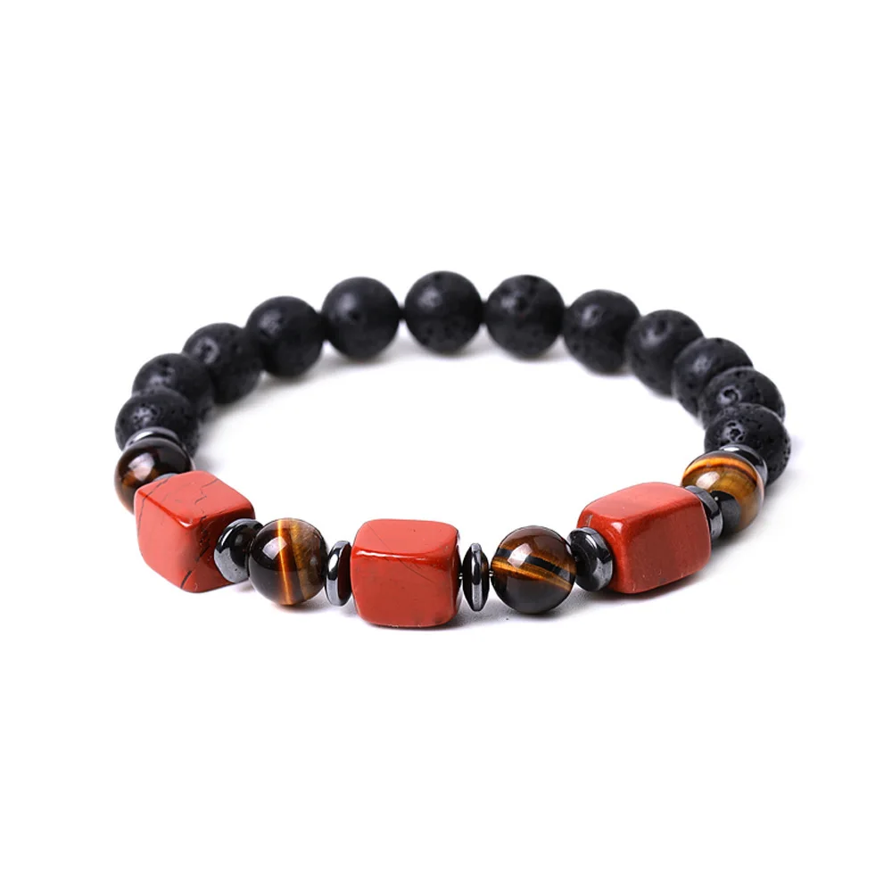 Tiger Eye & Agate & Lava Stone Bead Bracelet