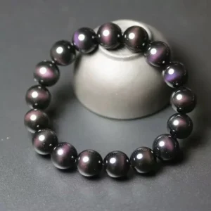 Black Obsidian Bead Bracelet - 8mm