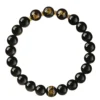 Black Obsidian Bead Bracelet alternate product view Black obsidian zodiac bead bracelet on a white background