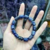 Lapis lazuli barrel bead bracelet hand-held view