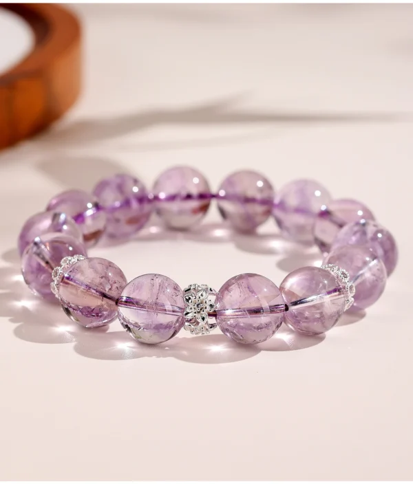 Amethyst and crystal bead bracelet side detail