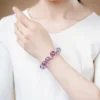 Amethyst and crystal bead bracelet worn view