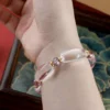 Blue crystal petal bead bracelet worn view