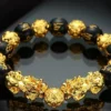 Black obsidian double Pixiu bracelet alternate product view