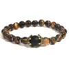 Tiger Eye and amethyst bead bracelet side view