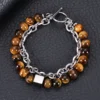 Tiger Eye and lava stone chain bracelet angled view