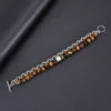 Tiger Eye and lava stone chain bracelet open view