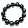Rainbow obsidian bead bracelet with green sheen