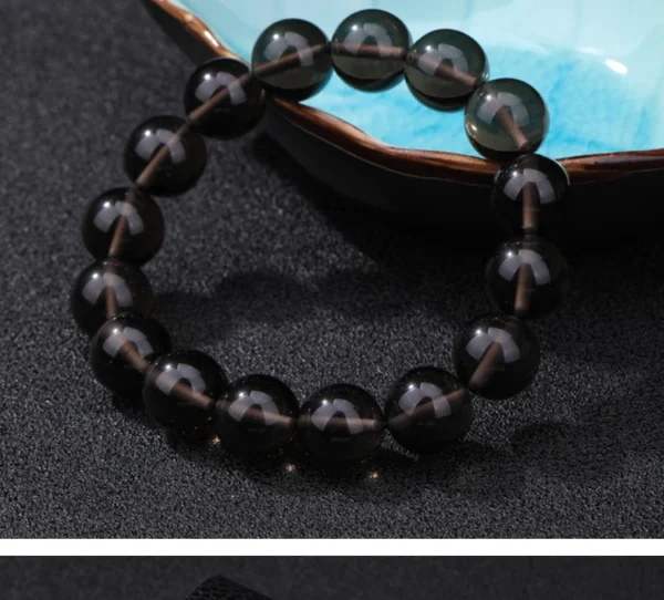 Tea Obsidian Bead Bracelet Detail Tea obsidian bead bracelet detail